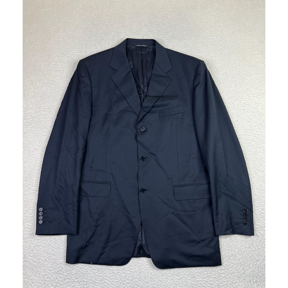 Canali Blazer Mens 42L (EU 52L) Navy Wool Made In Italy 3 Button Sport Coat